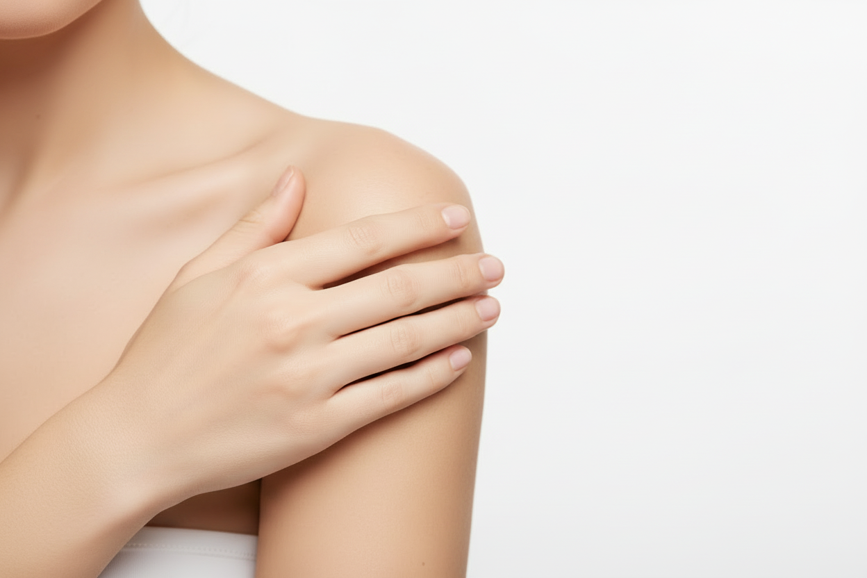 Imagen del hombro y mano sin figuras rosas